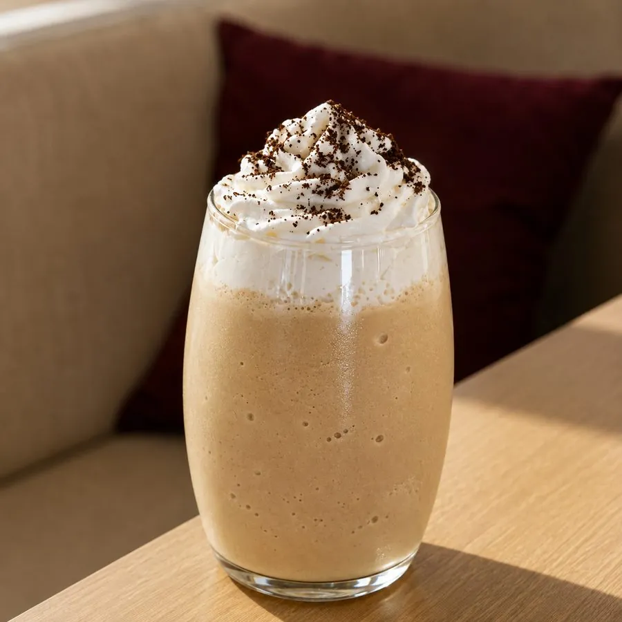 Frappuccino topped with cream at Paccino's Minya